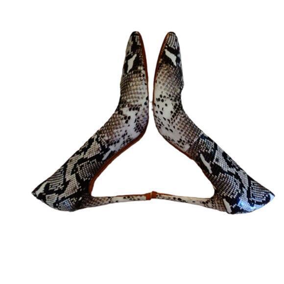IDIFU Classic Pointed Toe High Heels 4" Snakeskin Print Shoes White Women Size 7 - Picture 6 of 10